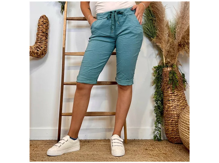 L729- Bermuda Coton Stretch (Tu) (vert céladon)
