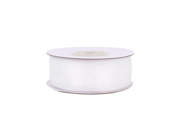 Ruban organza 25 mm de large bobine de 25 metres de long blanc