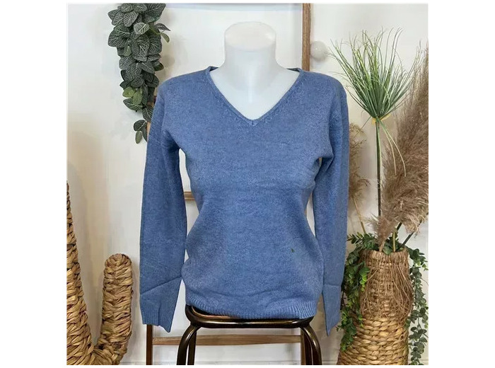 Y249-Tricotonic Col V les T38 & 42 (bleu indigo)