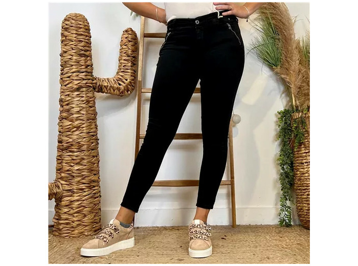 P072- Jean "Poches zippées" Melly.and.Co (Xs-Xl) (noir)