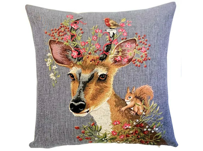 Coussin Cerf et écureuil