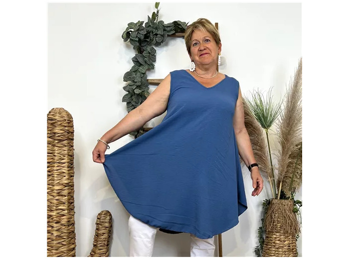 L448- Tunique unie (Tu) 🇮🇹 (bleu jeans)