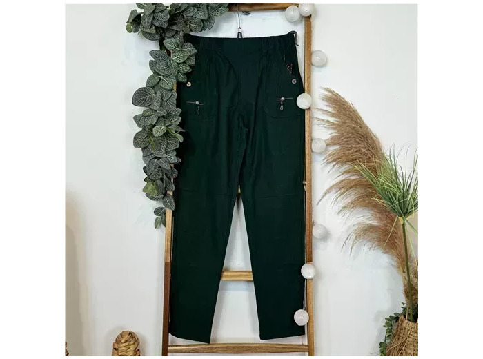 T580- Pantalon confort zips (T38-T52) (vert sapin)