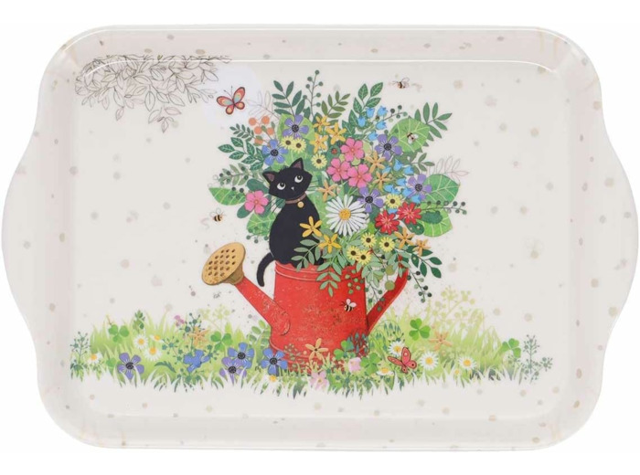 Kiub - Petit Plateau en mélamine Bug Art Chatons Arrosoir 21x14 cm - KIUB