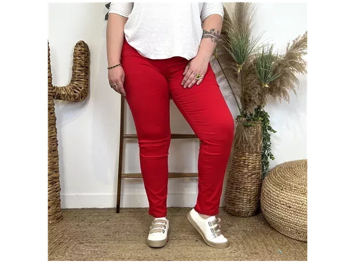 N294- Jean coupe Slim Voggo (T42-T50) (rouge)