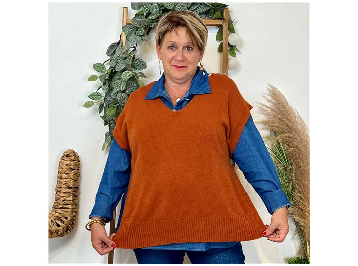 K122- Pull sans manches (Tu) (rouille)