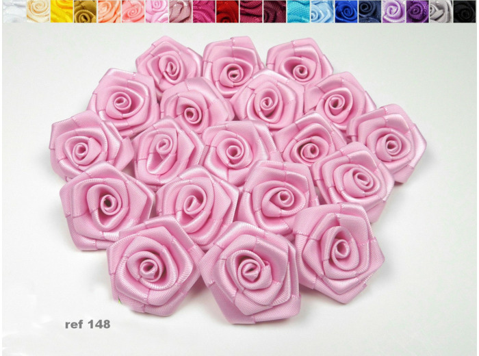 Sachet de 10 roses satin de 3 cm de diametre rose 148