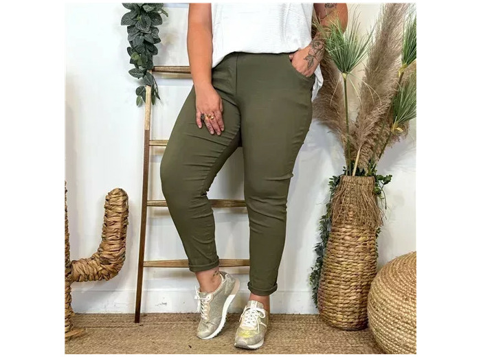Z149- Pantalon stretch C'Mélodie  🇮🇹 (kaki)