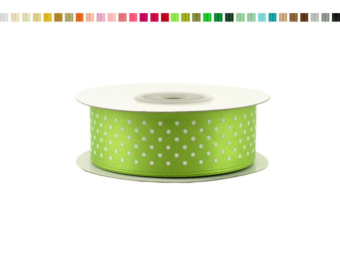 Ruban satin a pois 25mm de large 25m de long Vert