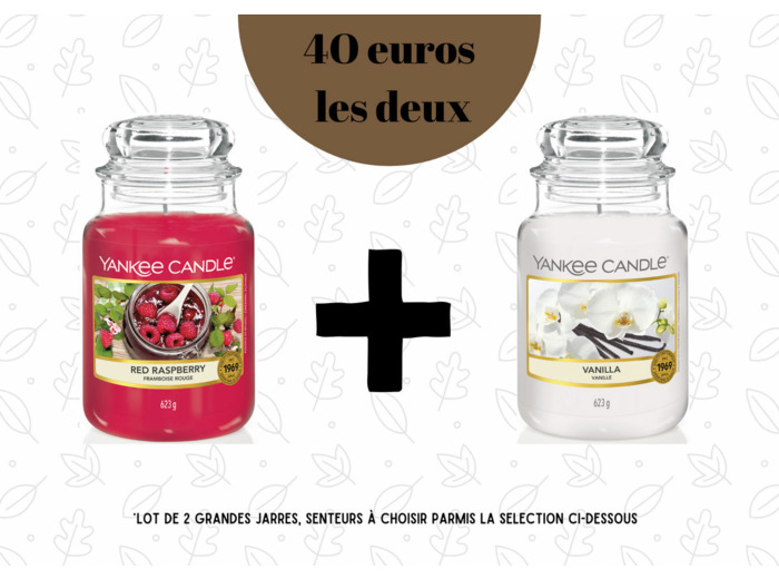 Offre exceptionnelle : Lot de 2 bougies (grande jarre) au choix parmi ces senteurs - Nous préciser les senteurs en commentaire