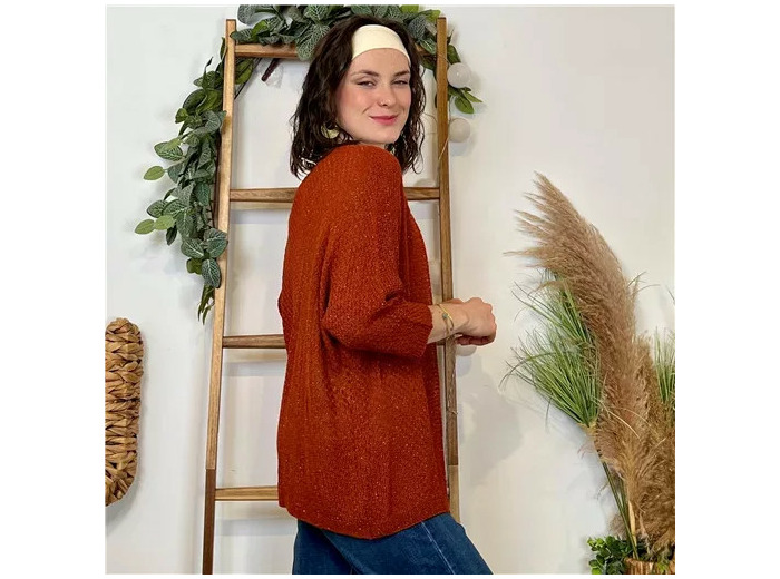 K109- Gilet sans bouton Lurex (Tu) 🇮🇹 (rouille)