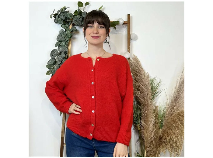 K583- Gilet Classique "Maëlle" (Tu) (rouge)