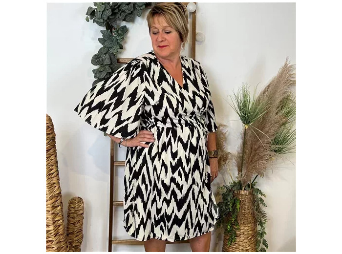 M367- Robe Maëlle zébrée (T40-T48) (noir)