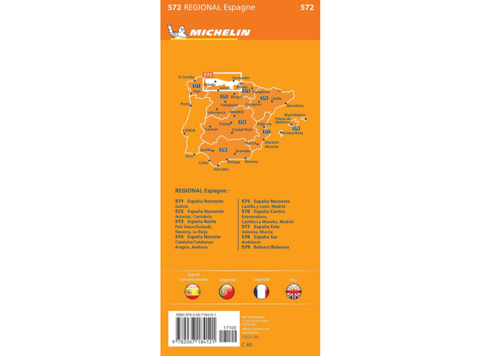 CARTE REGIONALE ESPAGNE NORD-OUEST : ASTURIAS CANTABRIA