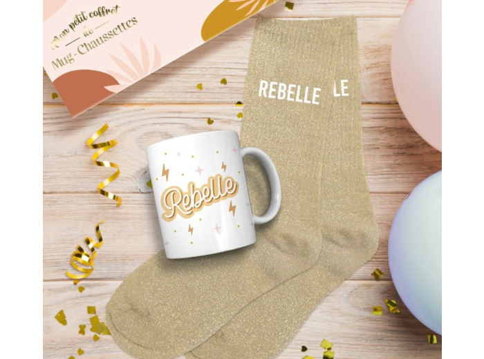 STC coffret mug et chaussettes à pailettes "Rebelle"