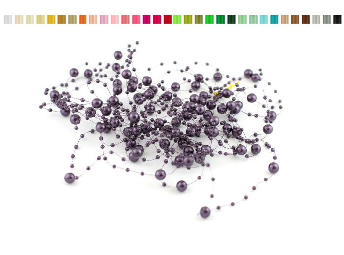 Lot de 5 guirlandes de perles de 1,30m de long chacune prune