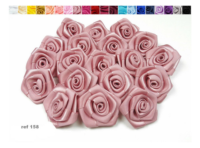 Sachet de 10 roses satin de 3 cm de diametre vieux rose 158