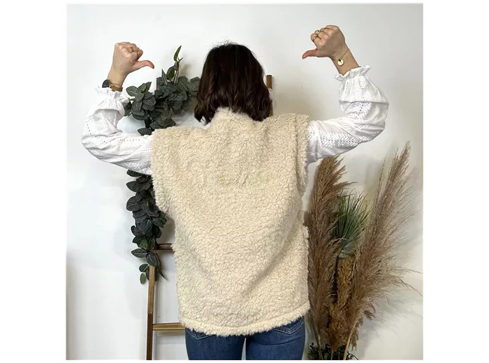 K808- Gilet Sherpa "J'Adore" (Tu) (beige)