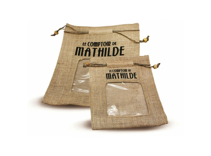 Jute besace avec fenêtre grand modèle