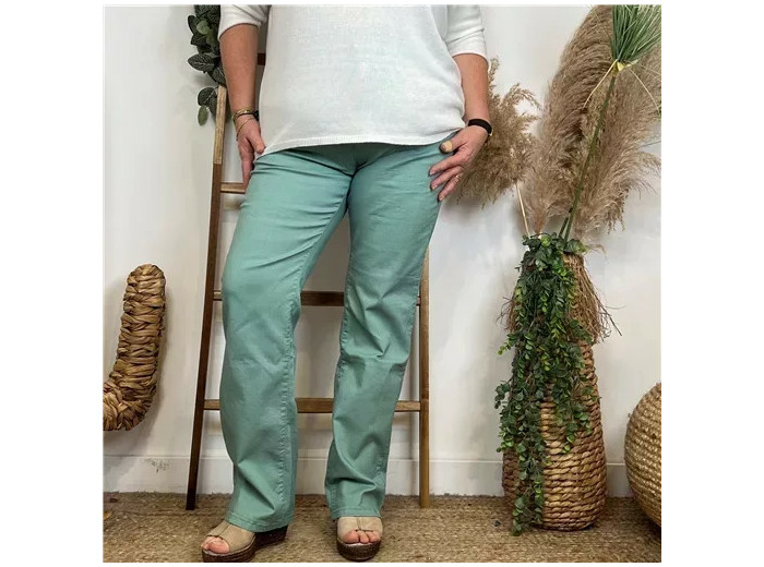 P863- Jean coupe droite Voggo (T42-T50) (vert céladon)