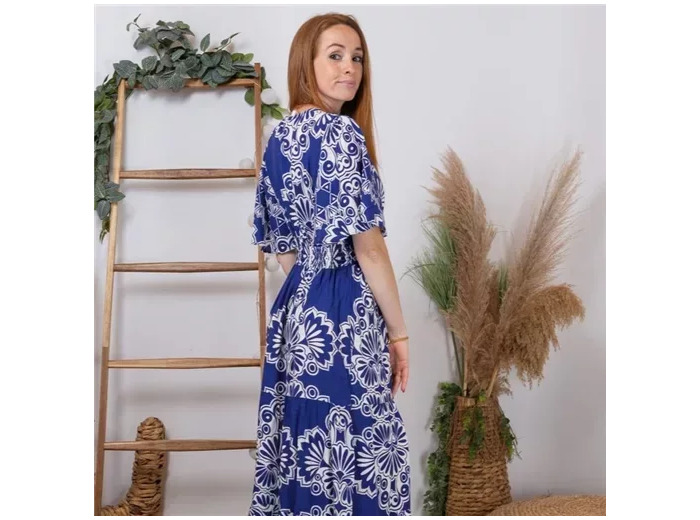 K327- Robe longue "By One" (T36-T40) (marine)