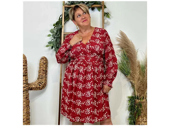 K108- Robe uni plumetis (T40-T48) (bordeaux)