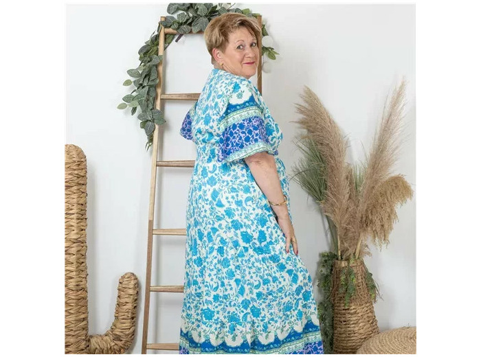 K226- Robe longue « By One » (T40-T48) (marine)