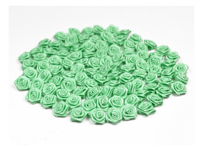 Sachet de 20 petites rose en satin 15 mm mint