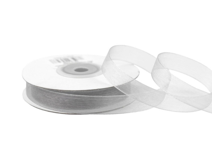 Ruban organza 12 mm de large bobine de 25 metres de long gris 012