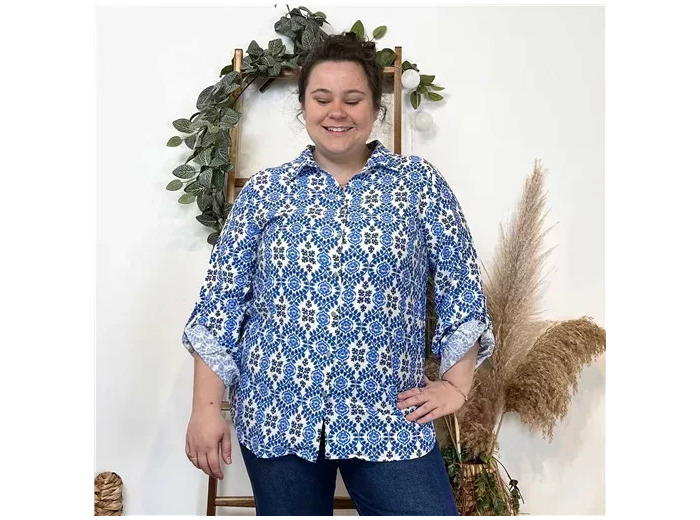 K467- Chemise « Akoz » (T42-T48) (bleu indigo)