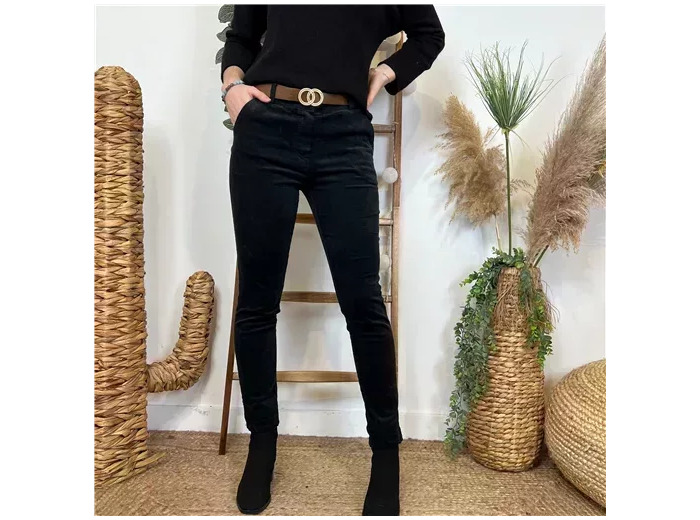 L804- Pantalon en velour (T36-T44) (noir)