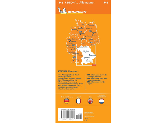 CARTE REGIONALE ALLEMAGNE SUD-EST - BAVIERE