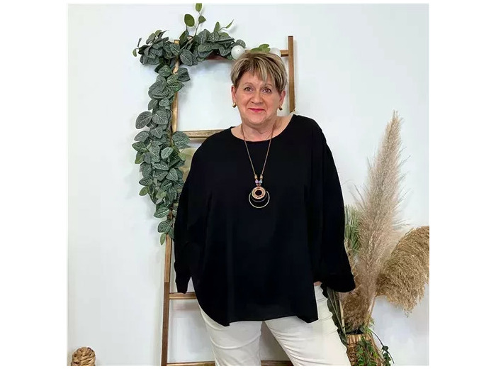 Z328- Tunique unie Collier Curvy (noir)