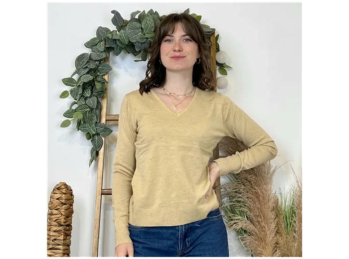 Y372- Pull FIN sans laine «Voggo» (T36-T48) (taupe)