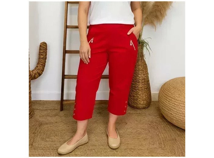 T581- Pantacourt stretch uni JST (T38-T52) (rouge)