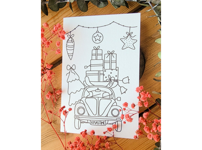 Carte à broder Noël - La tournée des cadeaux