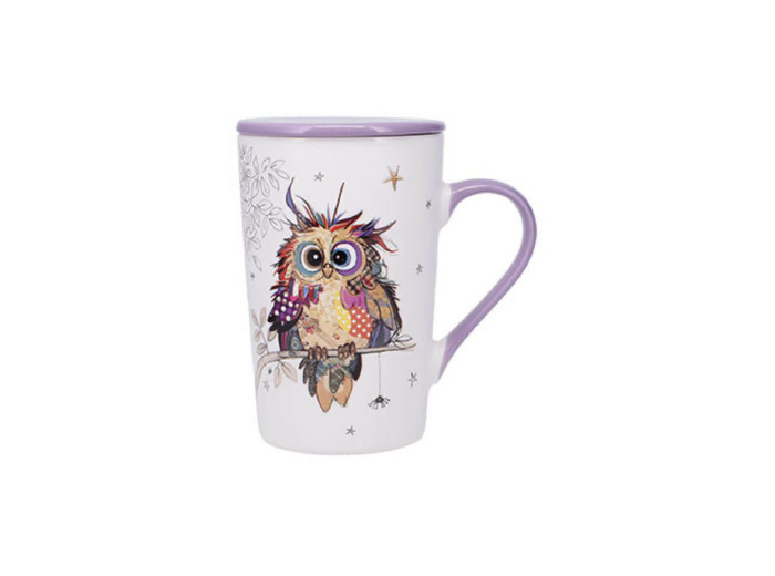 Tisanière en porcelaine - motif chouette des bois