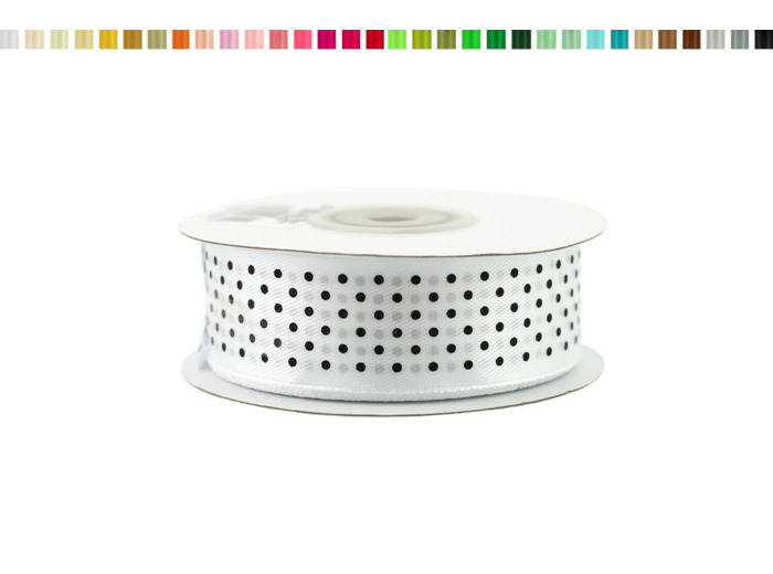 Ruban satin a pois 25mm de large 25m de long blanc
