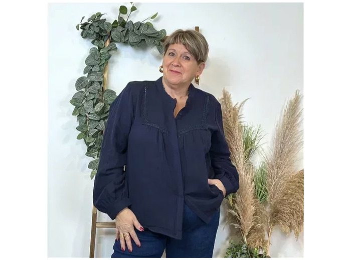 K516- Chemise "Maëlle" (T40-T48) (marine)