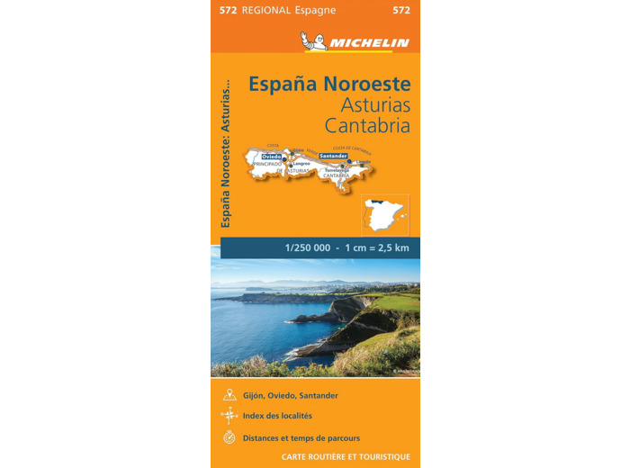 CARTE REGIONALE ESPAGNE NORD-OUEST : ASTURIAS CANTABRIA