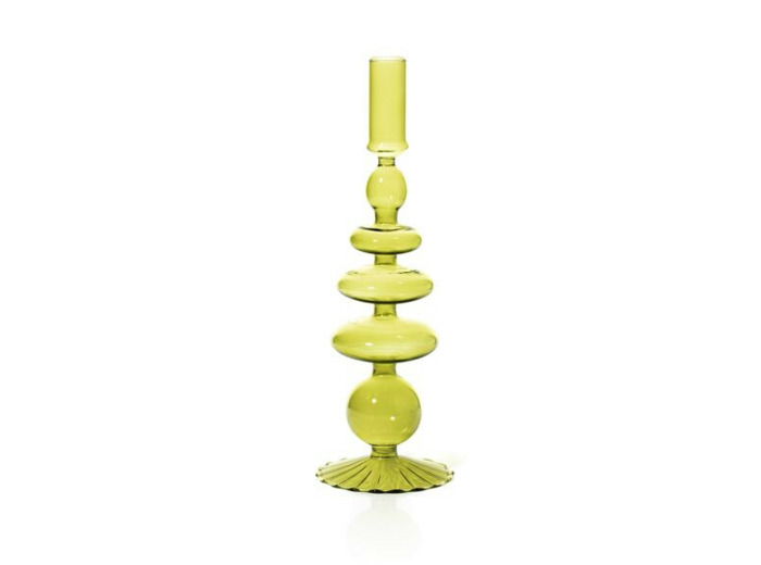 Bougeoir en verre coloré