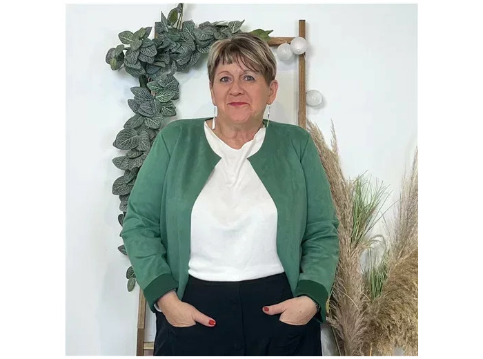 Z551. Veste courte suédine (T46-T50)) (vert brésil)