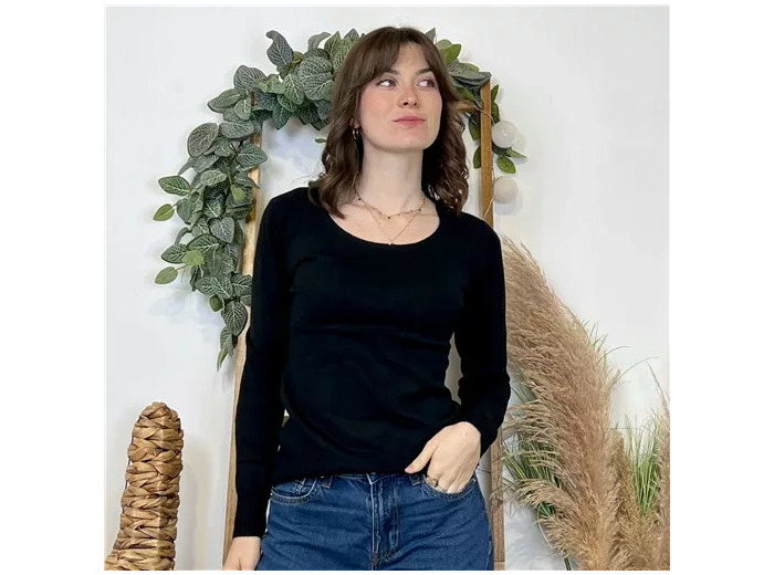 Y374- Pull Épais sans laine «Voggo» (T36-T48) (noir)