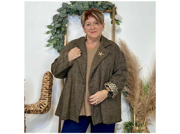 Z082- Veste trapèze Mina Rosa (Tu) (camel)