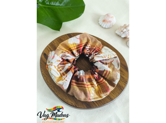 Chouchou / scrunchie en tissu madras multicolore (neuf)