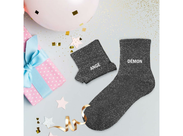 Chaussettes duo à paillettes Ange démon