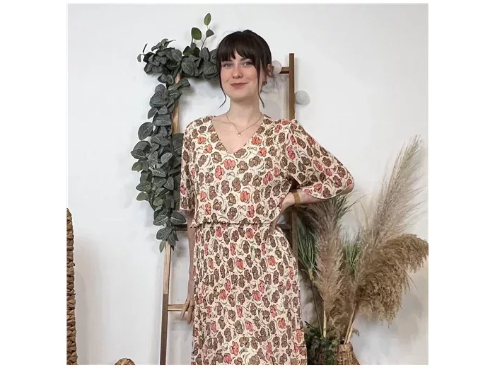 K561- Robe Plissée (TU) 🇮🇹 (beige)