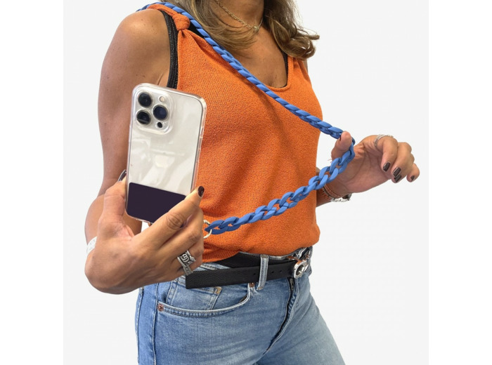 Chaine grosse maille avec pad universel-serie IBIZA -BLEU ACIER-1.2M