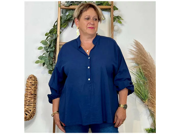 Z135- Blouse Coton unie (Gt) (marine)