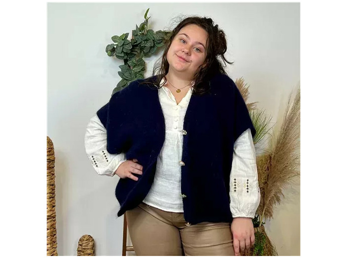 Z143- Gilet boutons fantaisies (Gu) (marine)